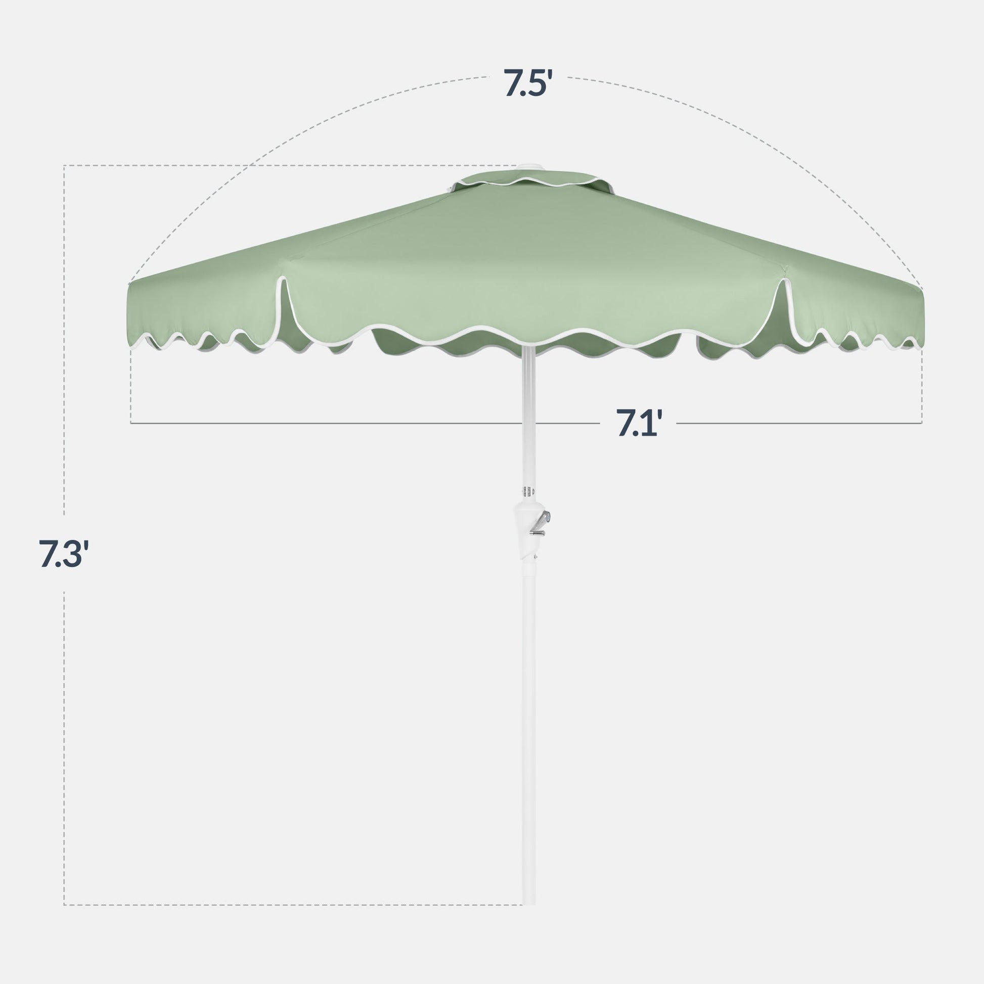 7.5ft Patio Market Umbrella,Wavy Trim, UV-Fade-Resistant, Crank & Tilt