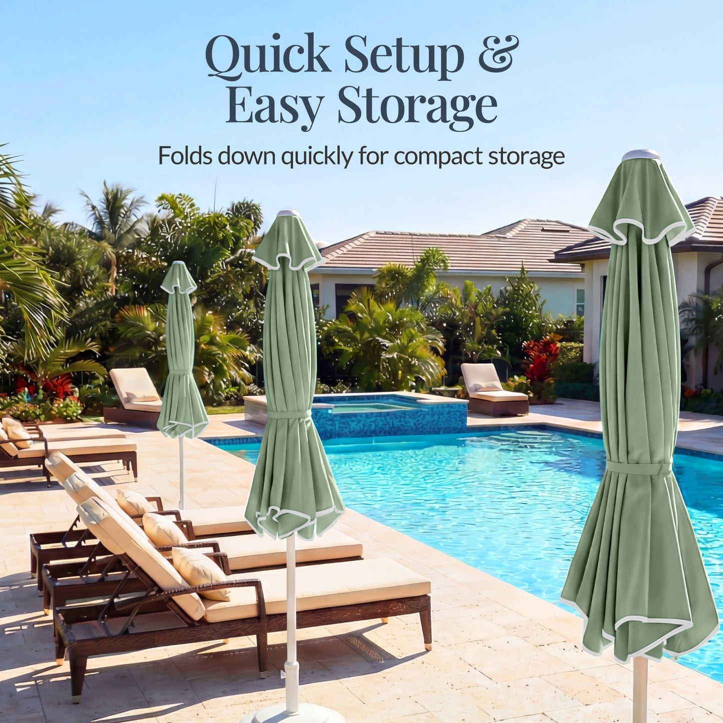 7.5ft Patio Market Umbrella,Wavy Trim, UV-Fade-Resistant, Crank & Tilt