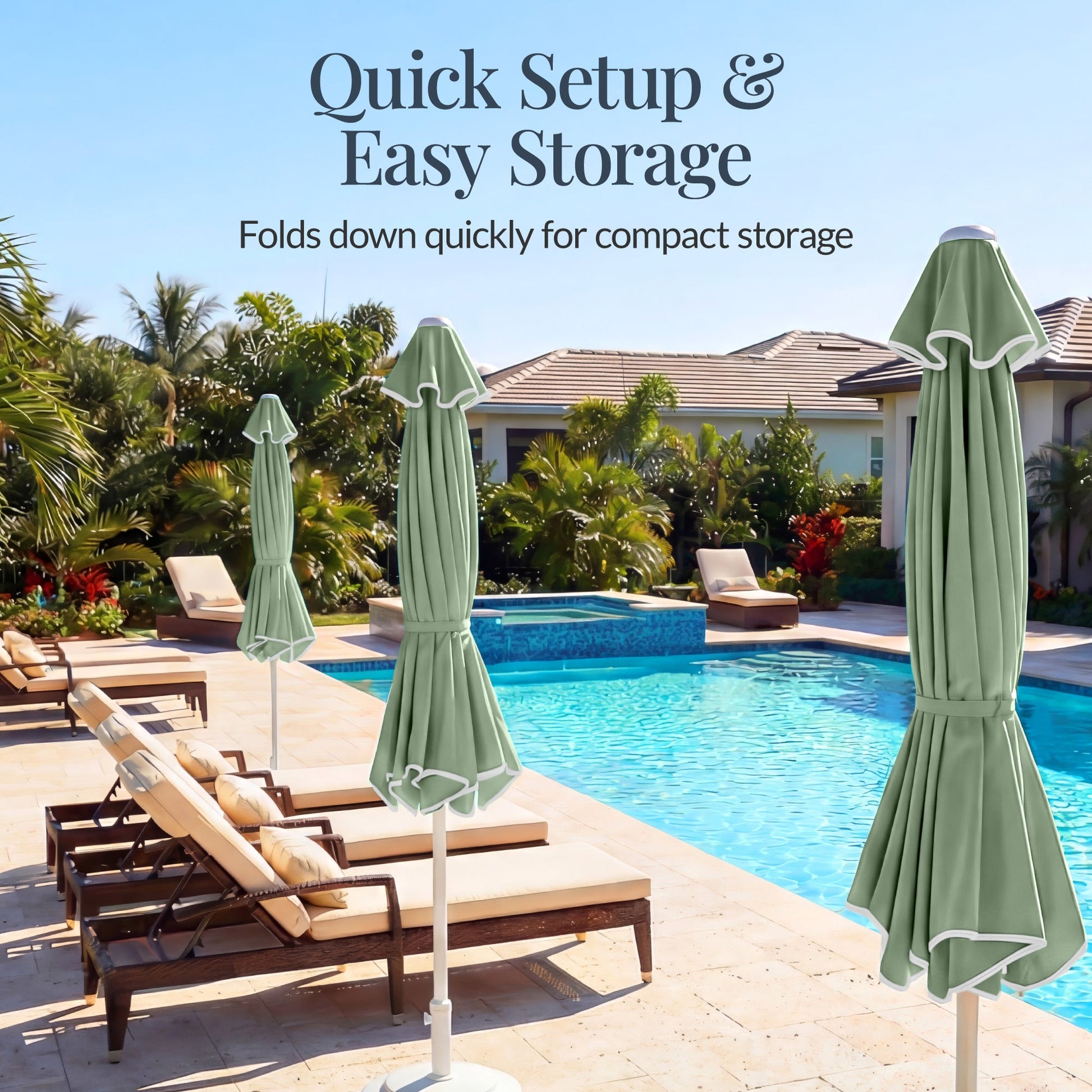 7.5ft Patio Market Umbrella,Wavy Trim, UV-Fade-Resistant, Crank & Tilt
