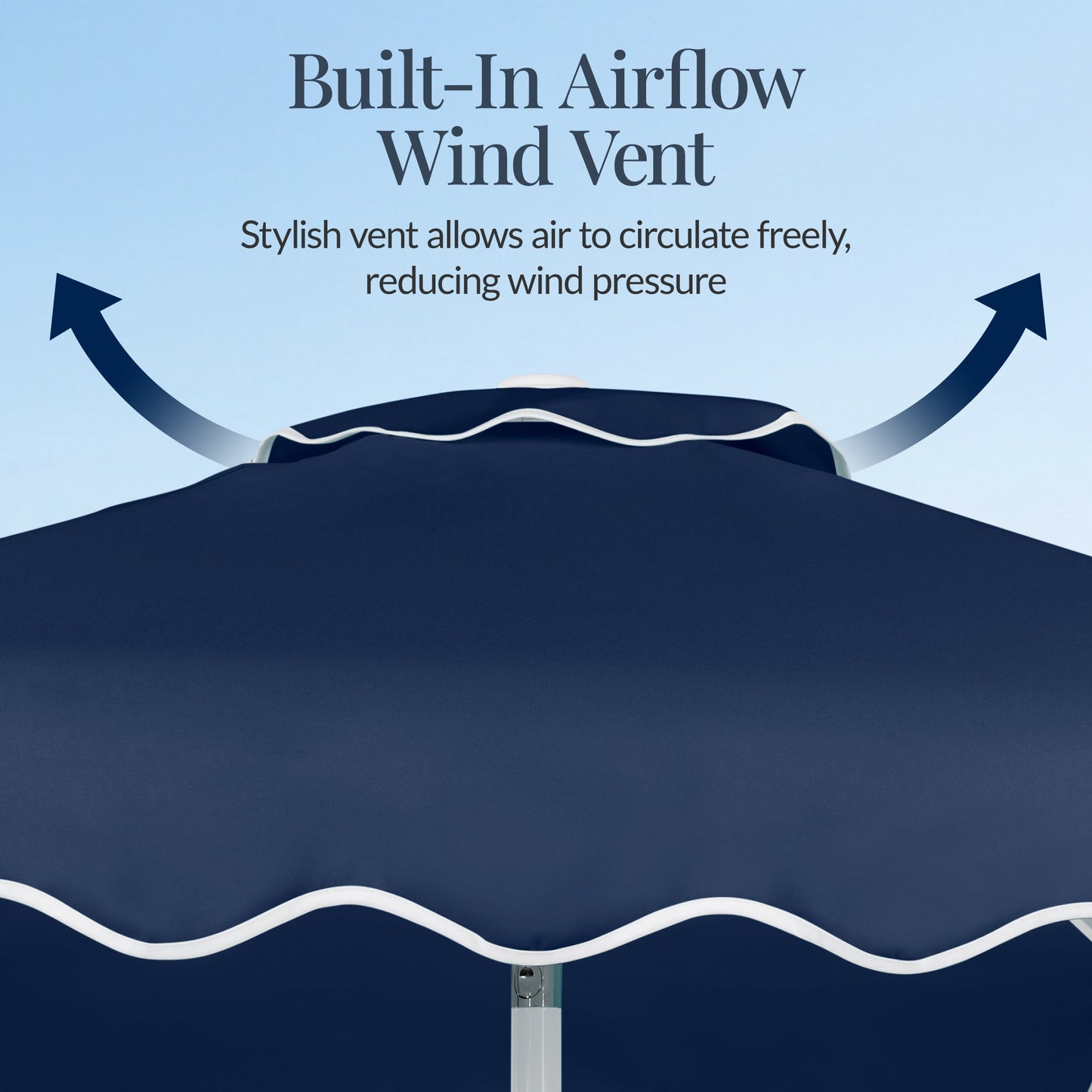 7.5ft Patio Market Umbrella,Wavy Trim, UV-Fade-Resistant, Crank & Tilt