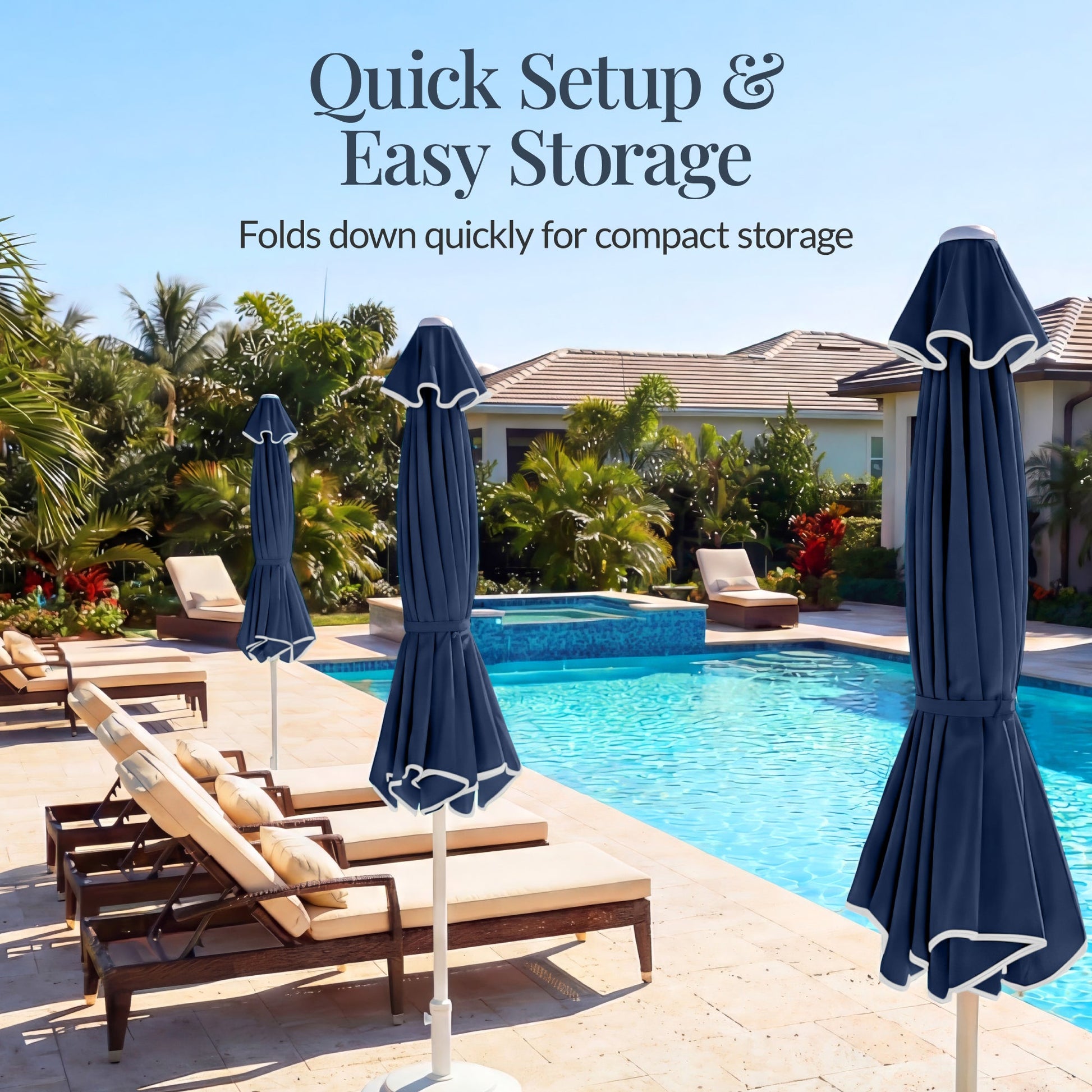 7.5ft Patio Market Umbrella,Wavy Trim, UV-Fade-Resistant, Crank & Tilt