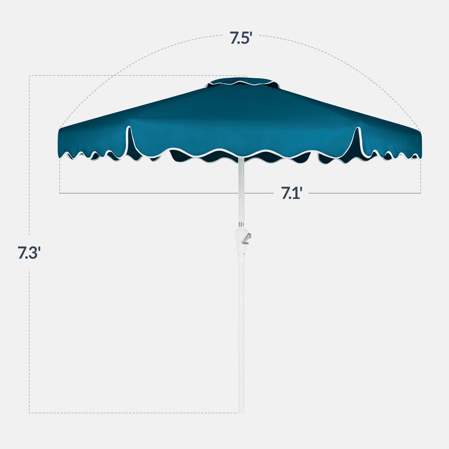 7.5ft Patio Market Umbrella,Wavy Trim, UV-Fade-Resistant, Crank & Tilt