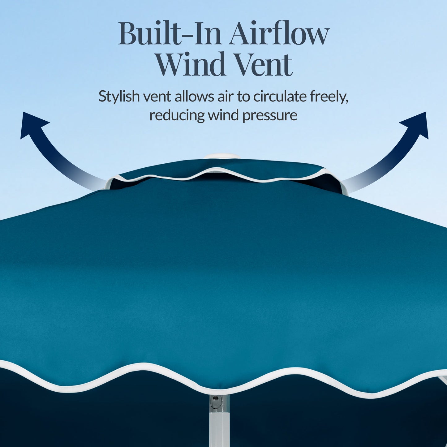 7.5ft Patio Market Umbrella,Wavy Trim, UV-Fade-Resistant, Crank & Tilt