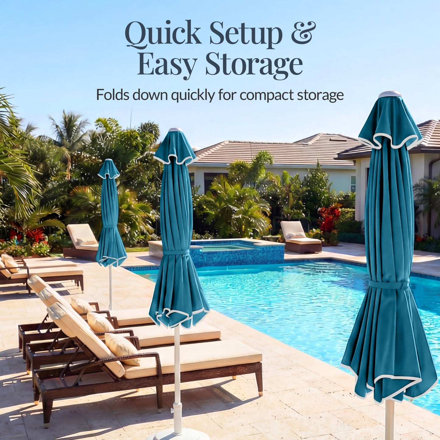 7.5ft Patio Market Umbrella,Wavy Trim, UV-Fade-Resistant, Crank & Tilt