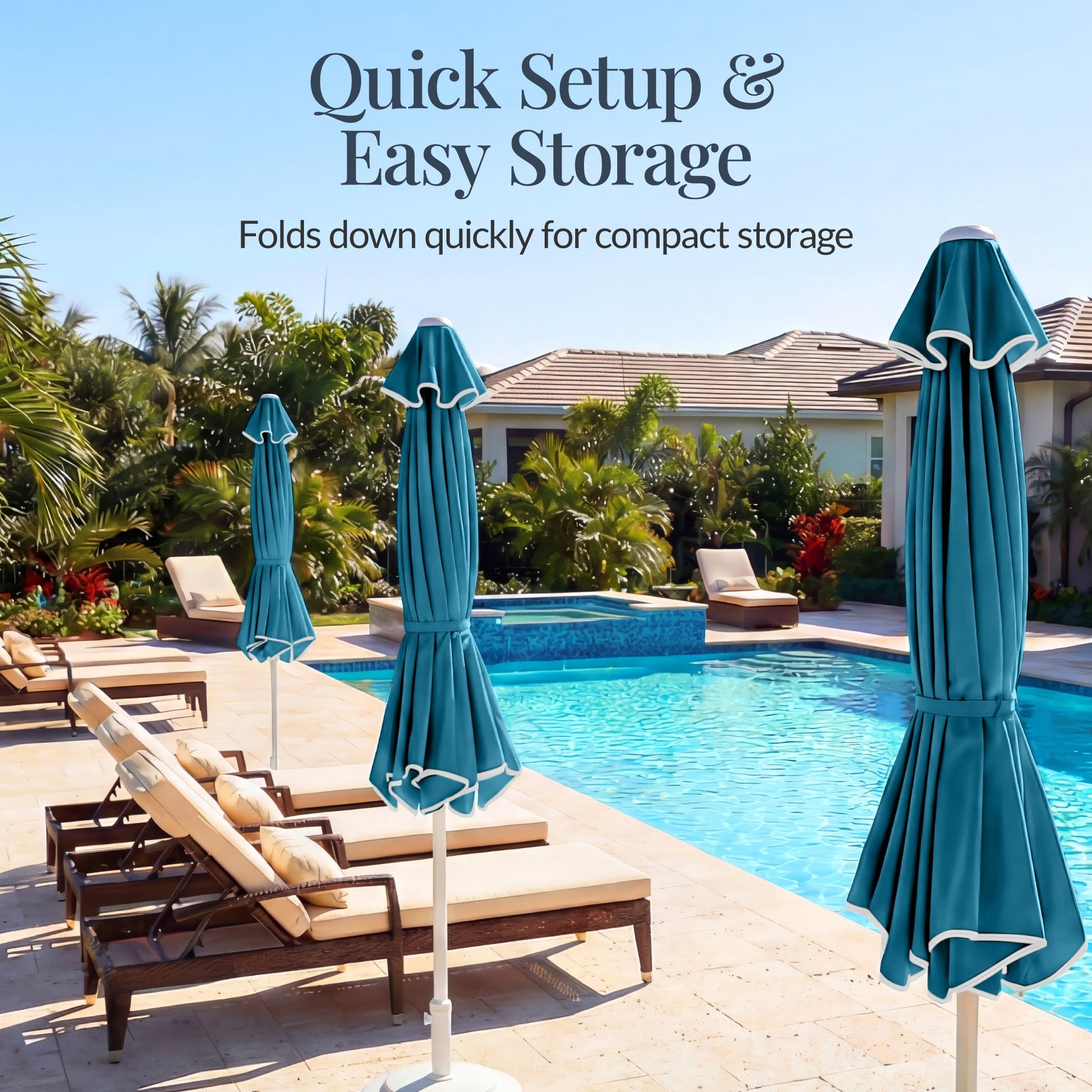 7.5ft Patio Market Umbrella,Wavy Trim, UV-Fade-Resistant, Crank & Tilt
