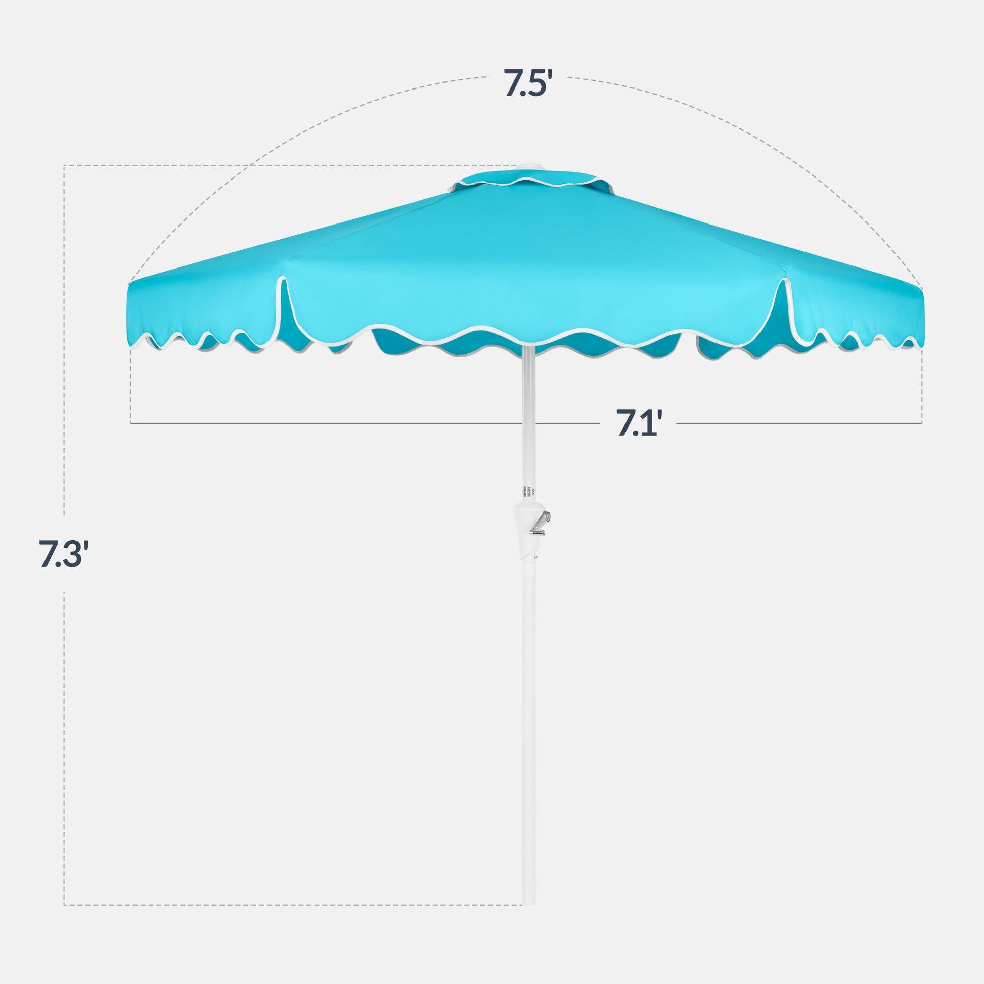 7.5ft Patio Market Umbrella,Wavy Trim, UV-Fade-Resistant, Crank & Tilt