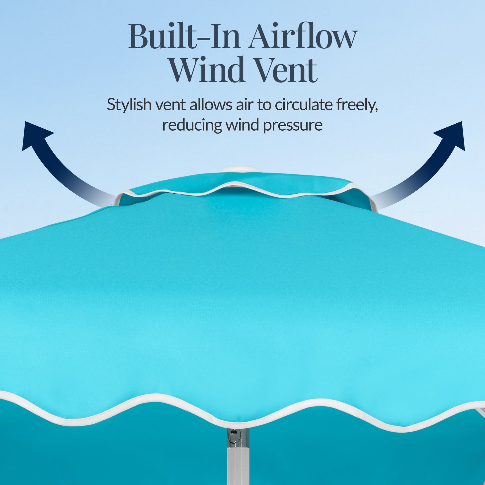 7.5ft Patio Market Umbrella,Wavy Trim, UV-Fade-Resistant, Crank & Tilt