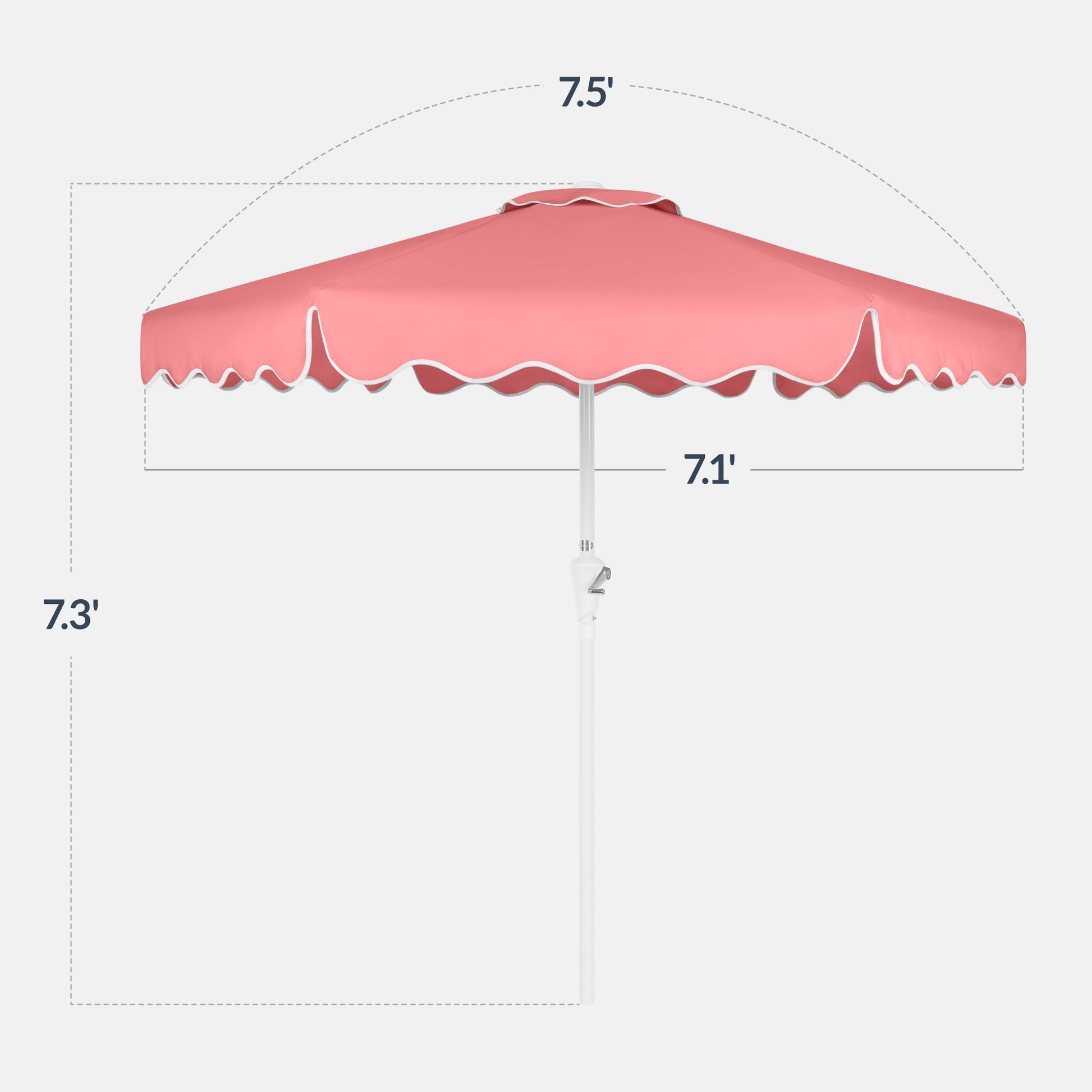 7.5ft Patio Market Umbrella,Wavy Trim, UV-Fade-Resistant, Crank & Tilt