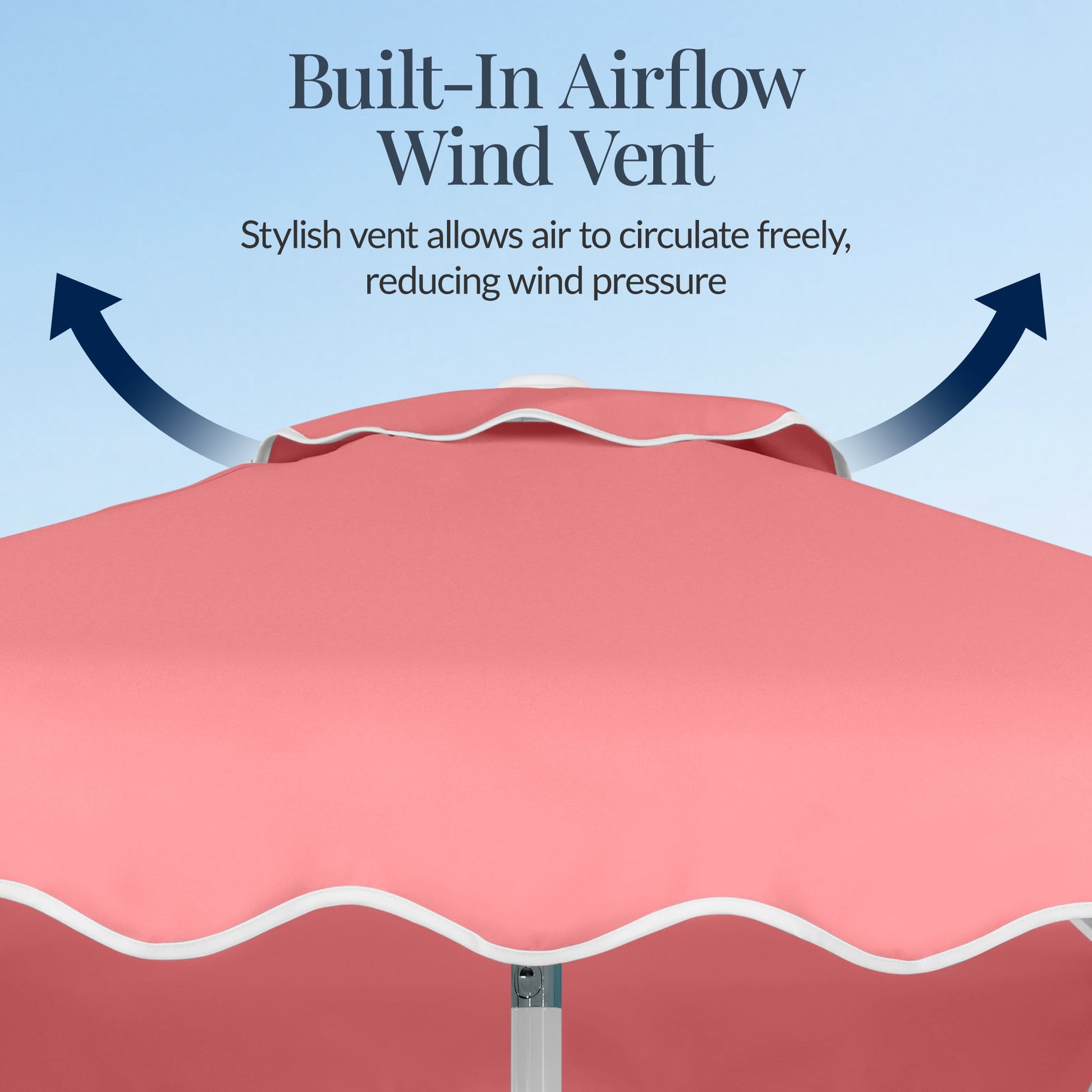 7.5ft Patio Market Umbrella,Wavy Trim, UV-Fade-Resistant, Crank & Tilt