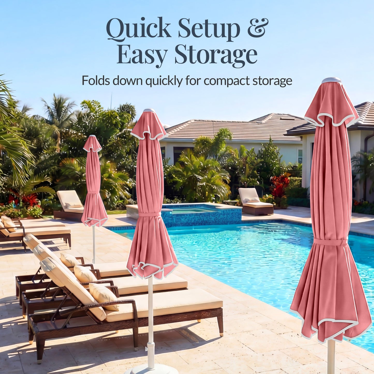 7.5ft Patio Market Umbrella,Wavy Trim, UV-Fade-Resistant, Crank & Tilt