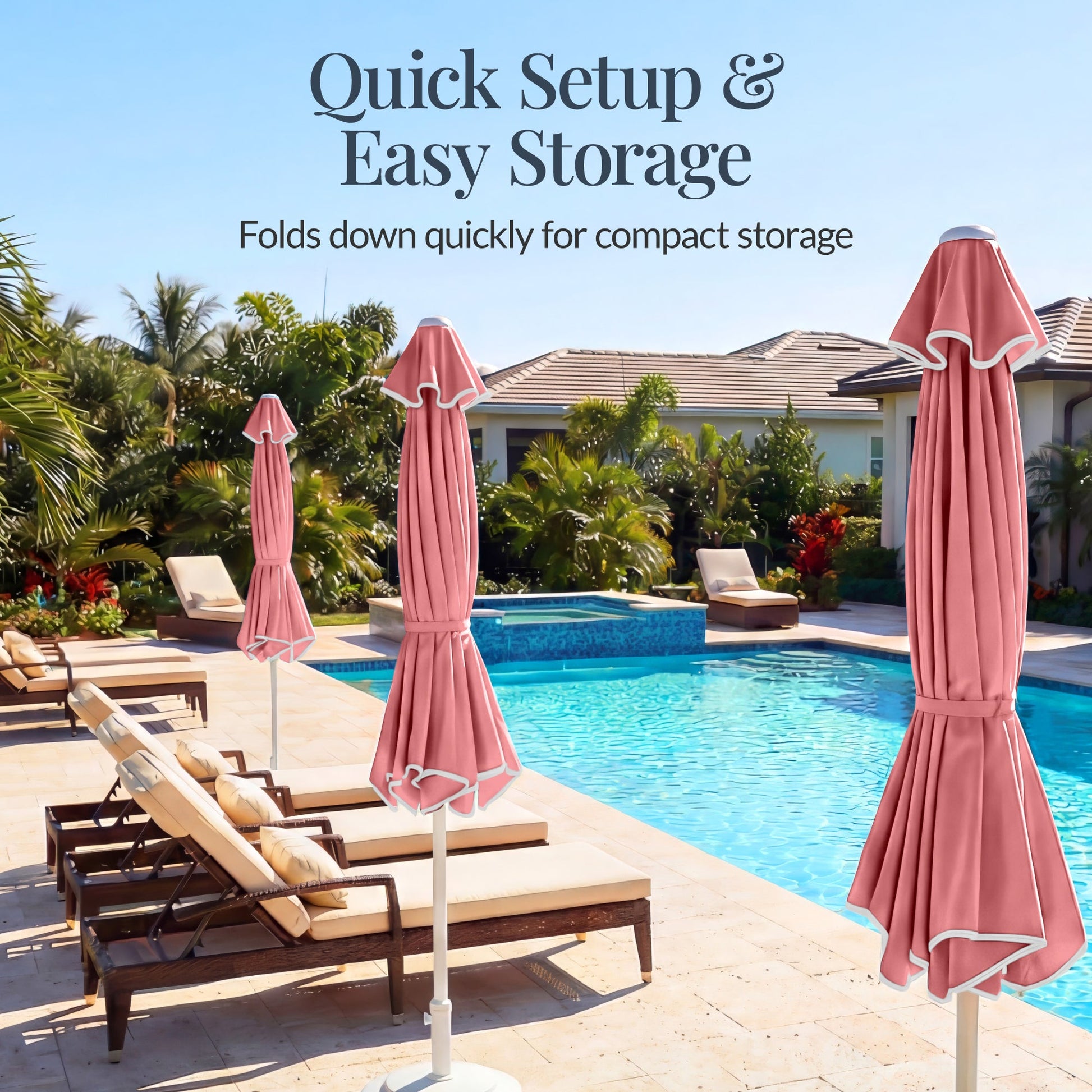 7.5ft Patio Market Umbrella,Wavy Trim, UV-Fade-Resistant, Crank & Tilt