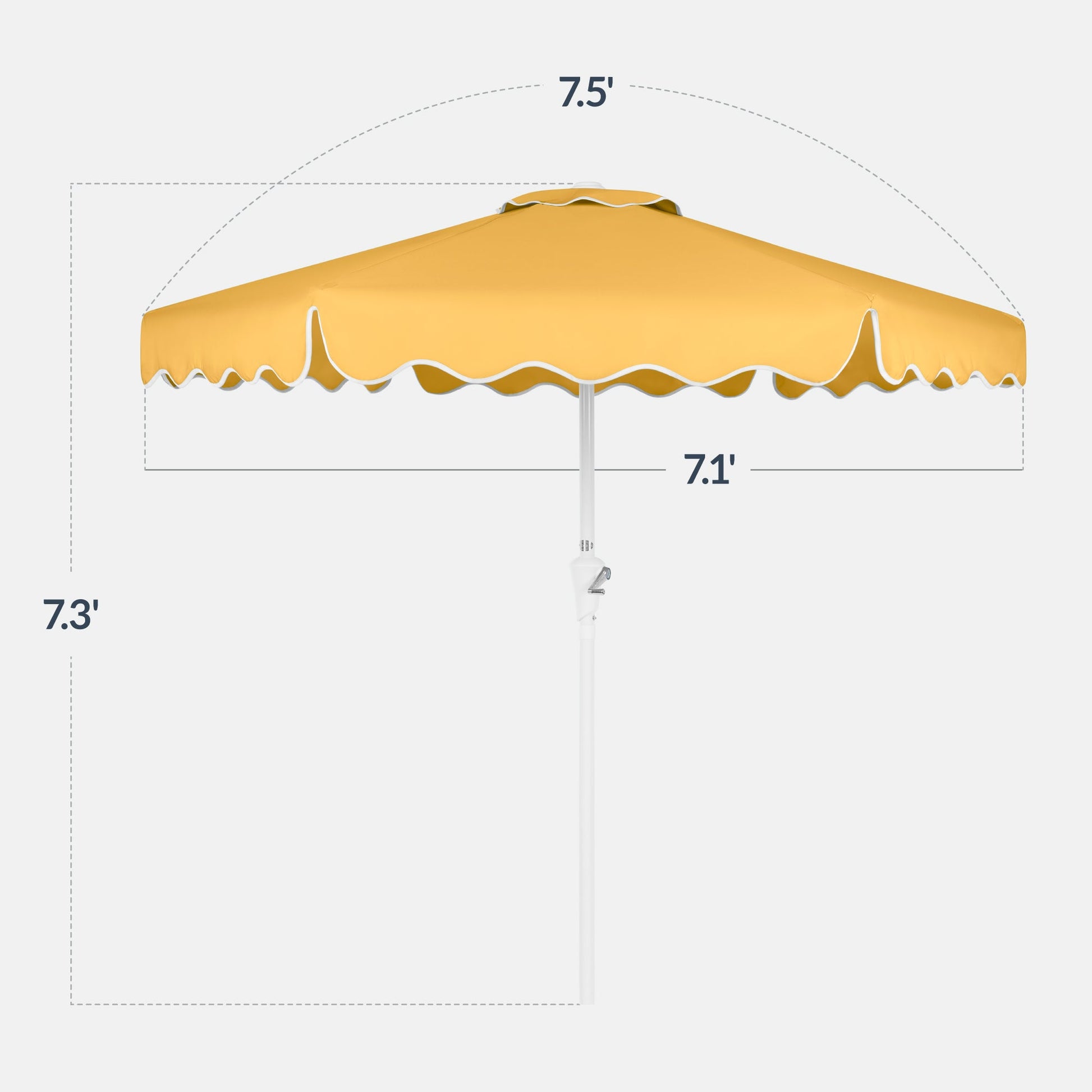 7.5ft Patio Market Umbrella,Wavy Trim, UV-Fade-Resistant, Crank & Tilt