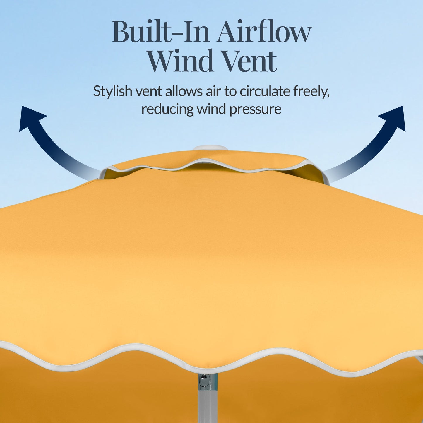 7.5ft Patio Market Umbrella,Wavy Trim, UV-Fade-Resistant, Crank & Tilt