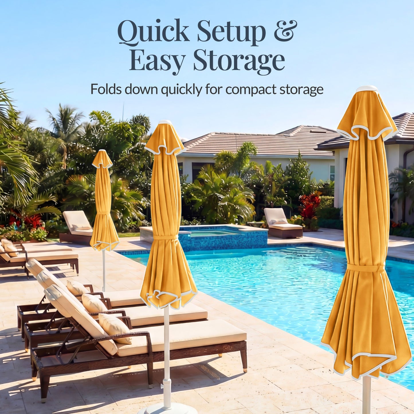7.5ft Patio Market Umbrella,Wavy Trim, UV-Fade-Resistant, Crank & Tilt