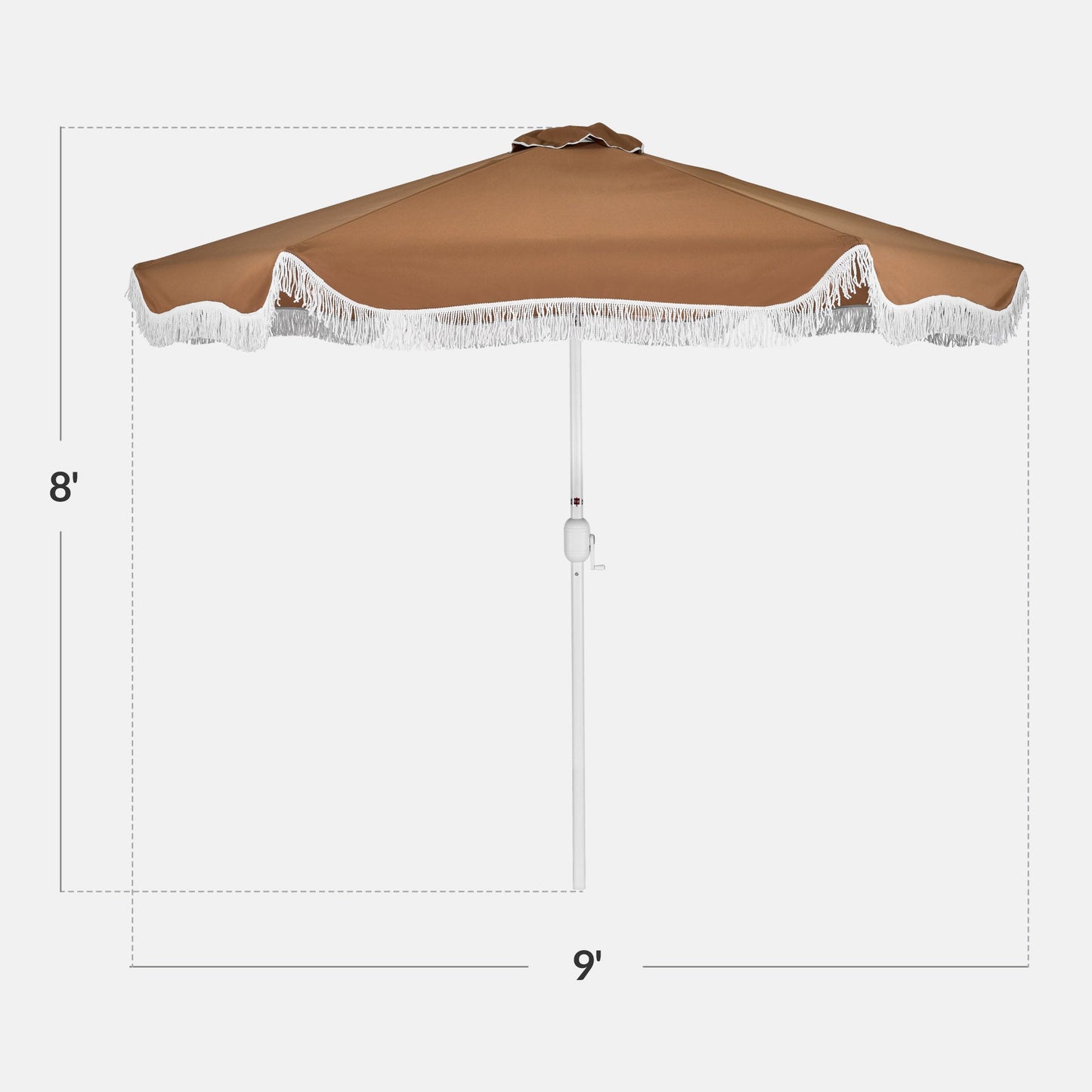 9ft Boho Fringe Umbrella  Tilt, UPF50+, Steel Pole