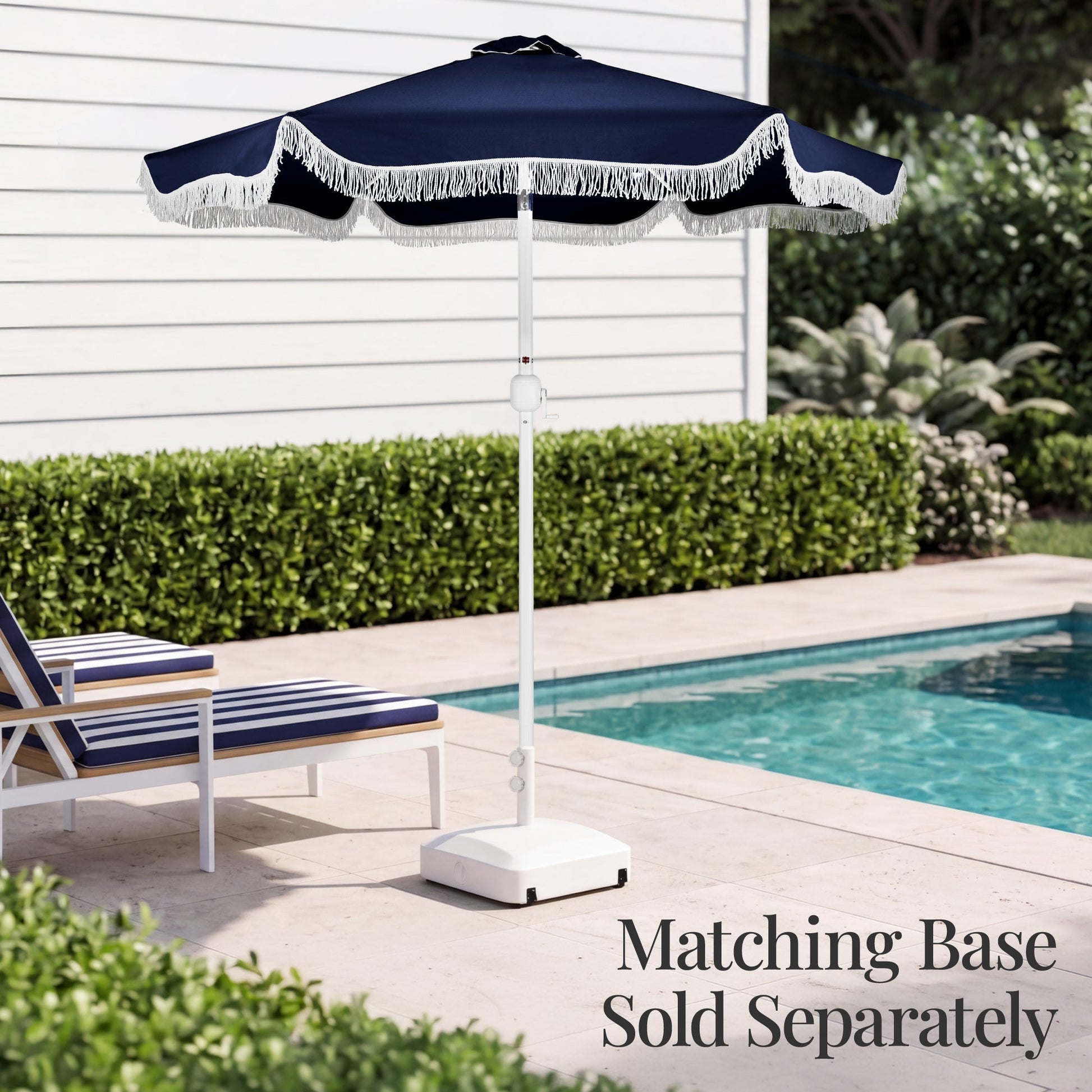 9ft Boho Fringe Umbrella  Tilt, UPF50+, Steel Pole
