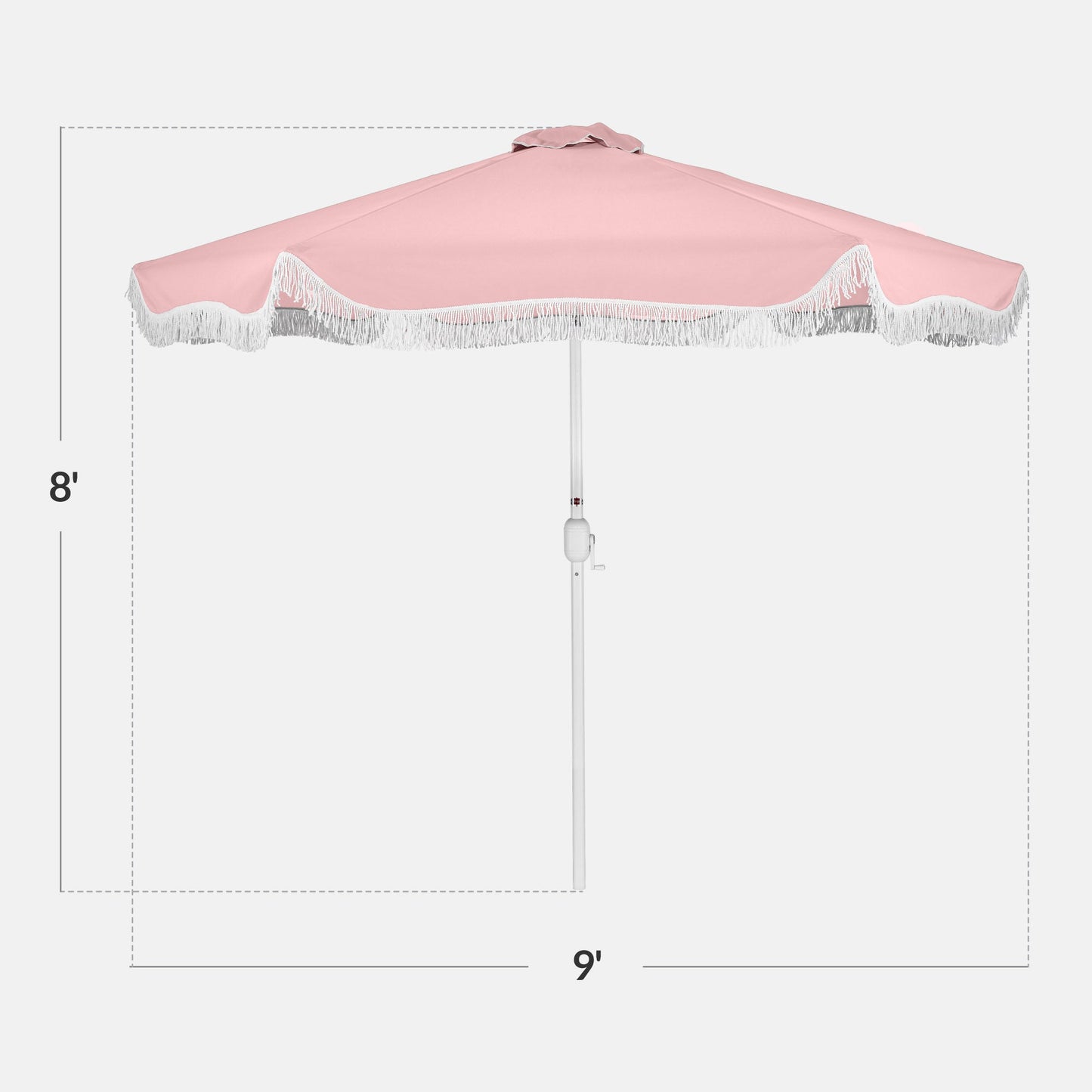 9ft Boho Fringe Umbrella  Tilt, UPF50+, Steel Pole