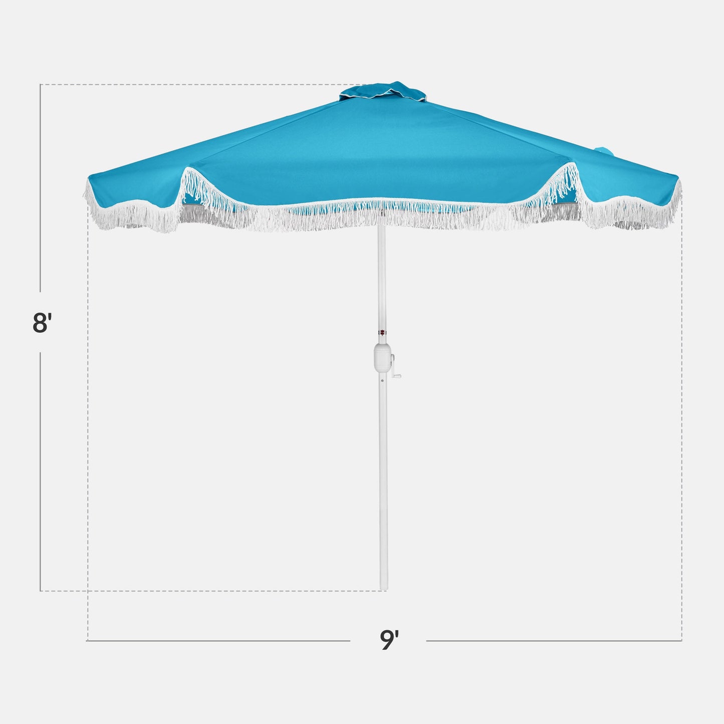 9ft Boho Fringe Umbrella  Tilt, UPF50+, Steel Pole