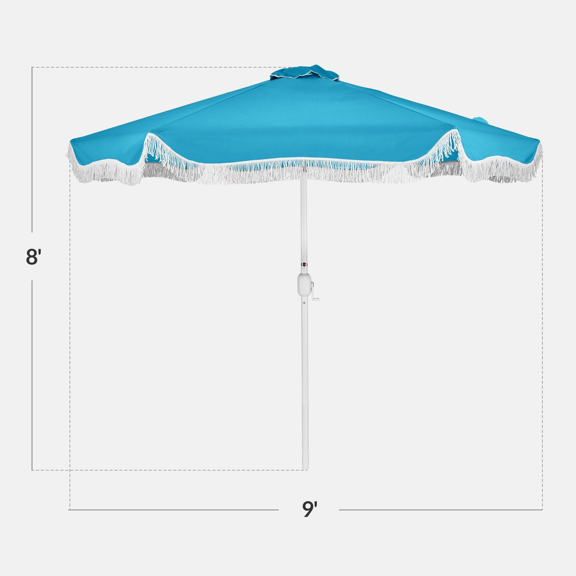 9ft Boho Fringe Umbrella  Tilt, UPF50+, Steel Pole