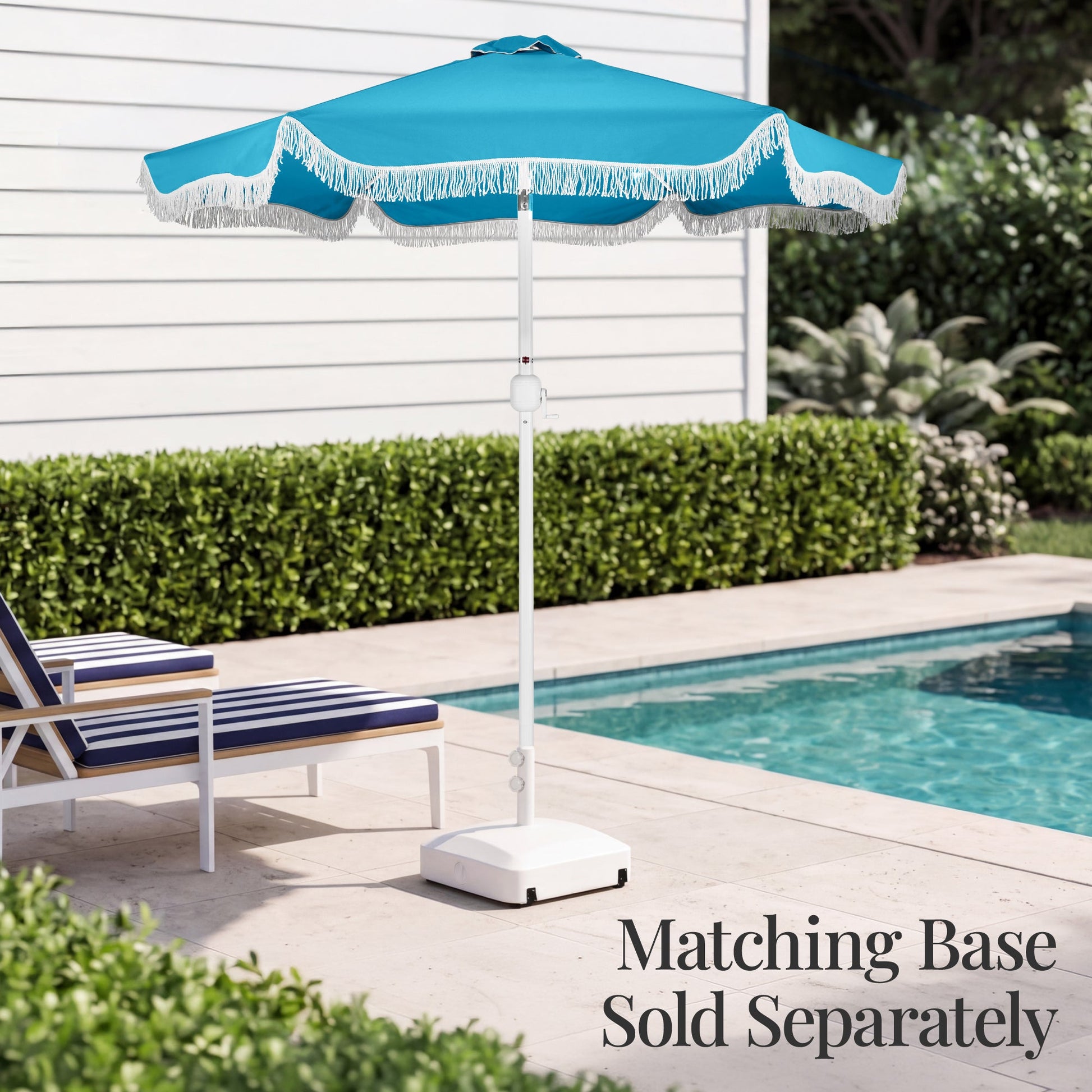 9ft Boho Fringe Umbrella  Tilt, UPF50+, Steel Pole