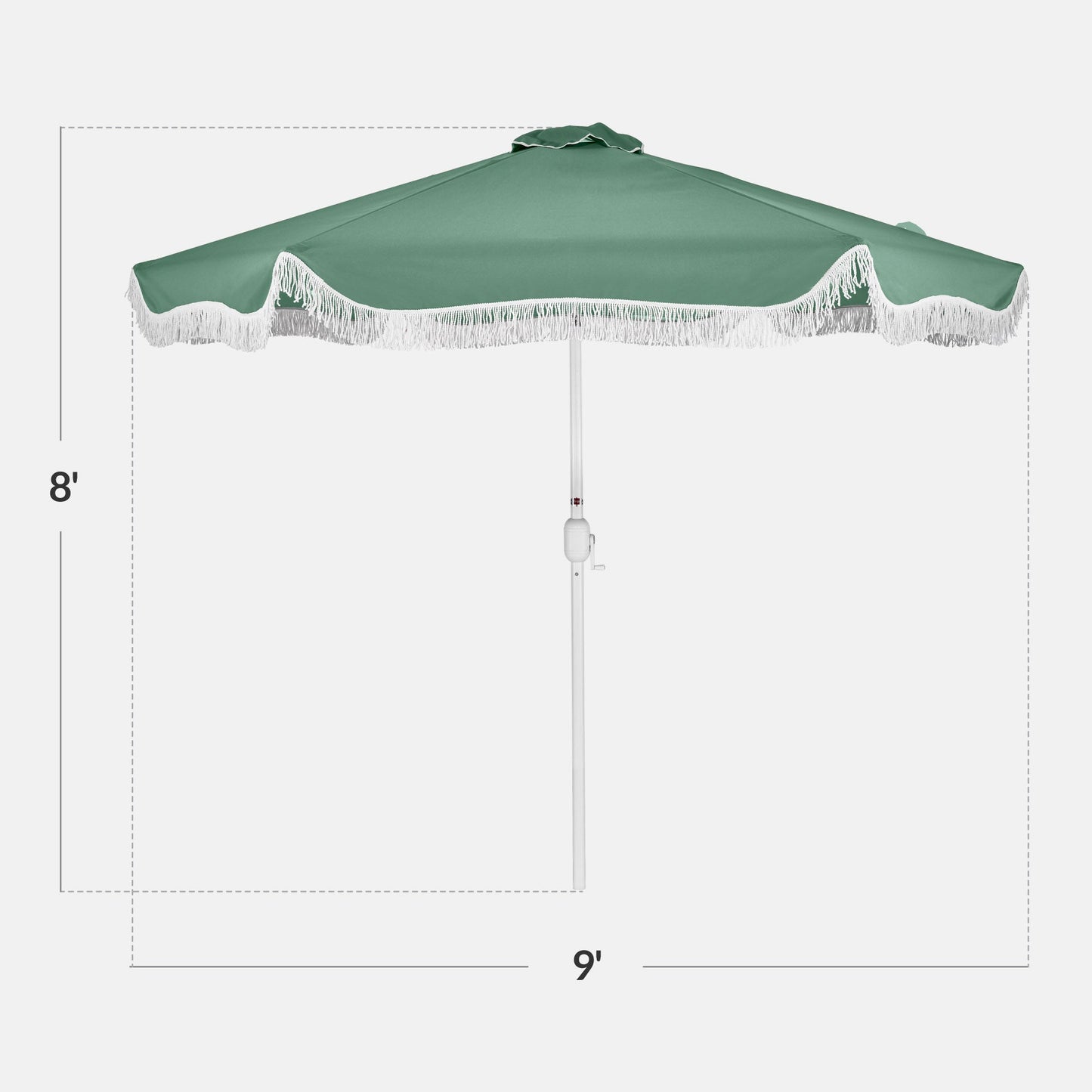 9ft Boho Fringe Umbrella  Tilt, UPF50+, Steel Pole