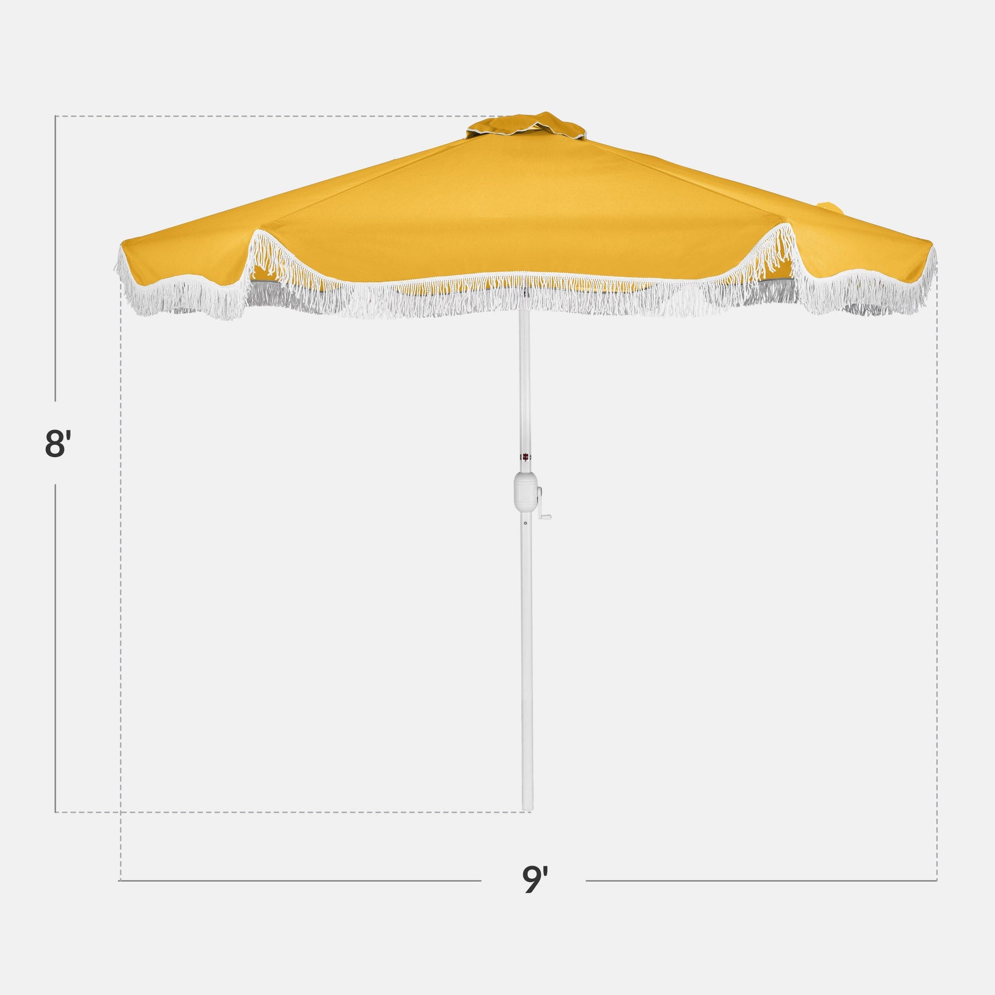 9ft Boho Fringe Umbrella  Tilt, UPF50+, Steel Pole