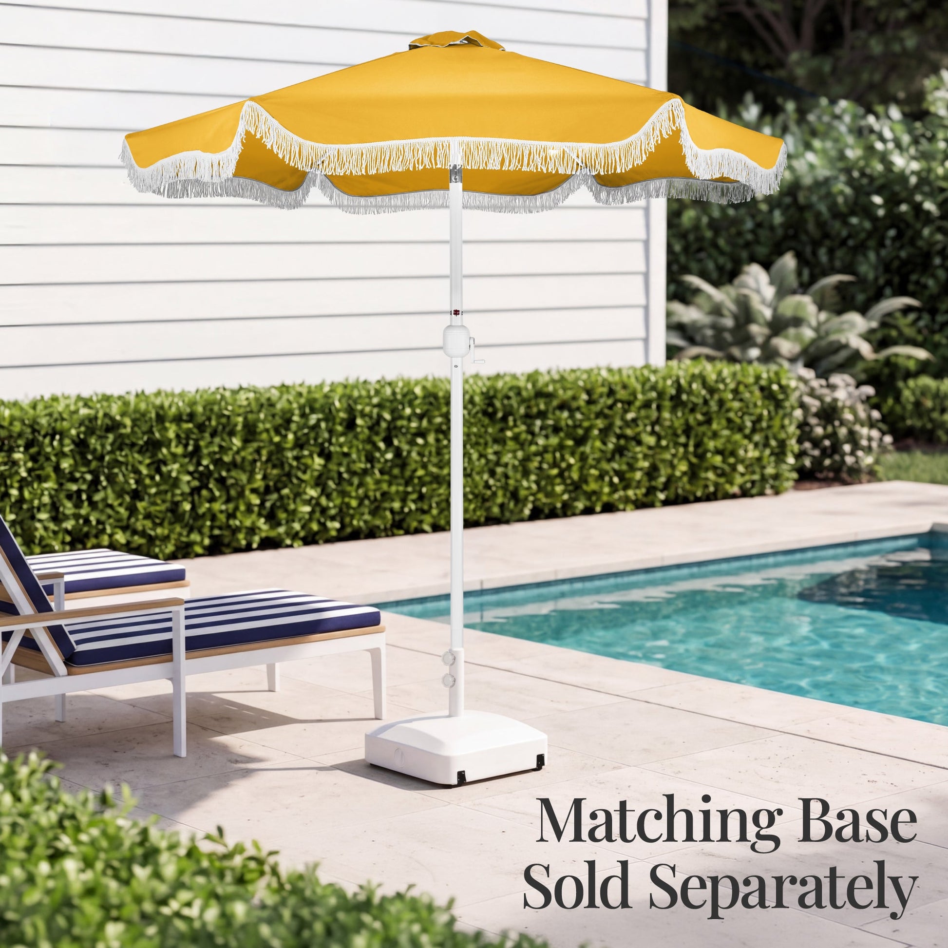 9ft Boho Fringe Umbrella  Tilt, UPF50+, Steel Pole