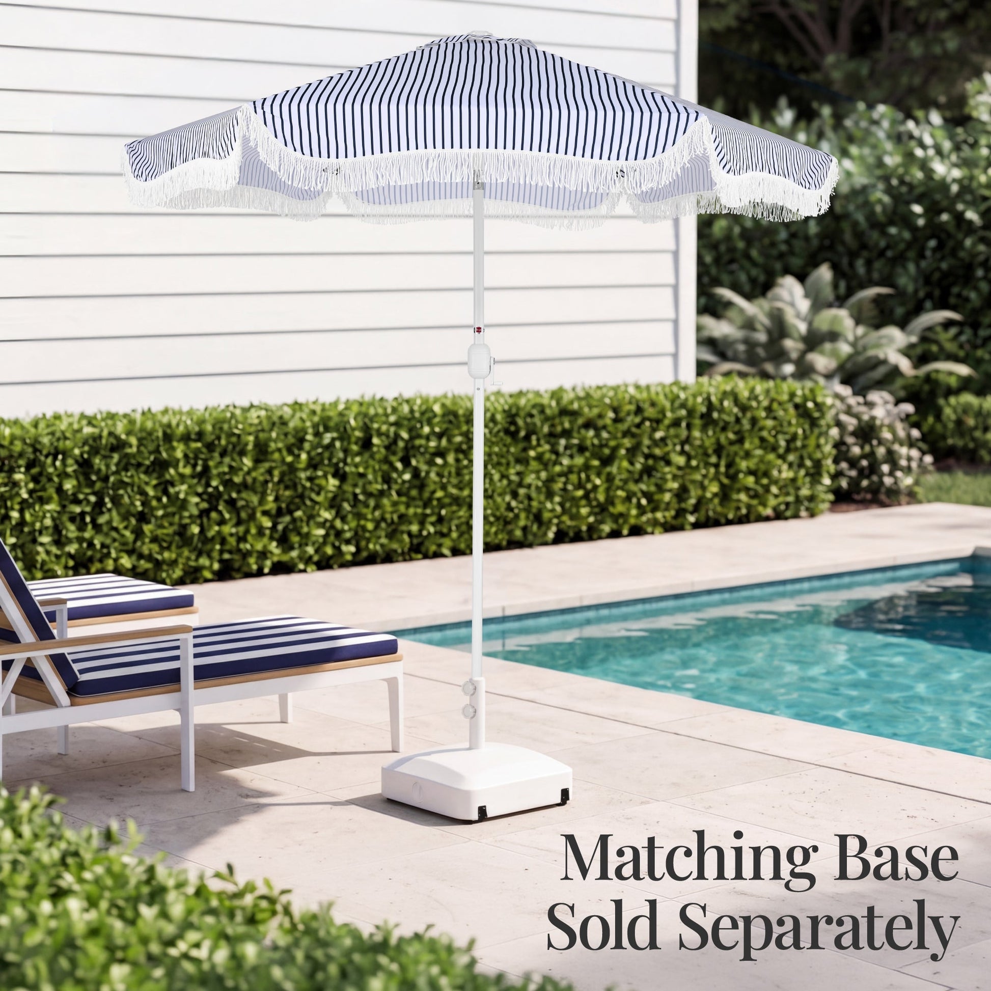 9ft Boho Fringe Umbrella  Tilt, UPF50+, Steel Pole