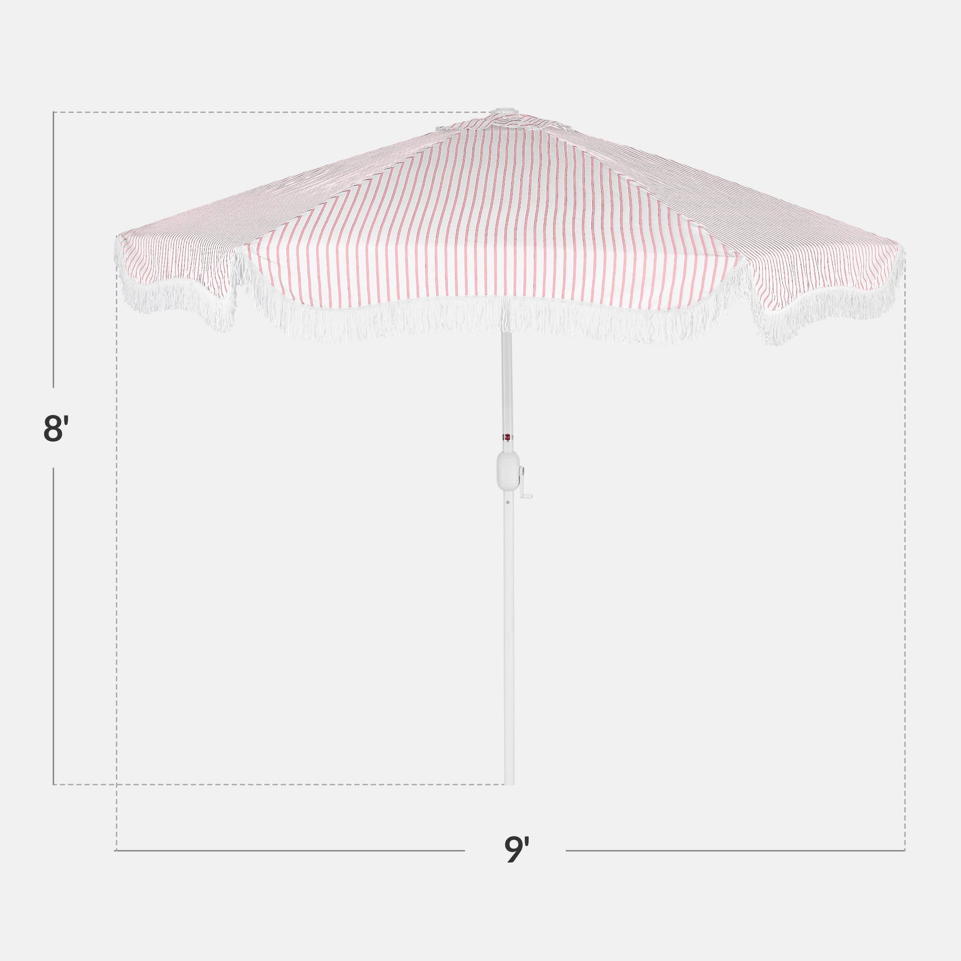 9ft Boho Fringe Umbrella  Tilt, UPF50+, Steel Pole