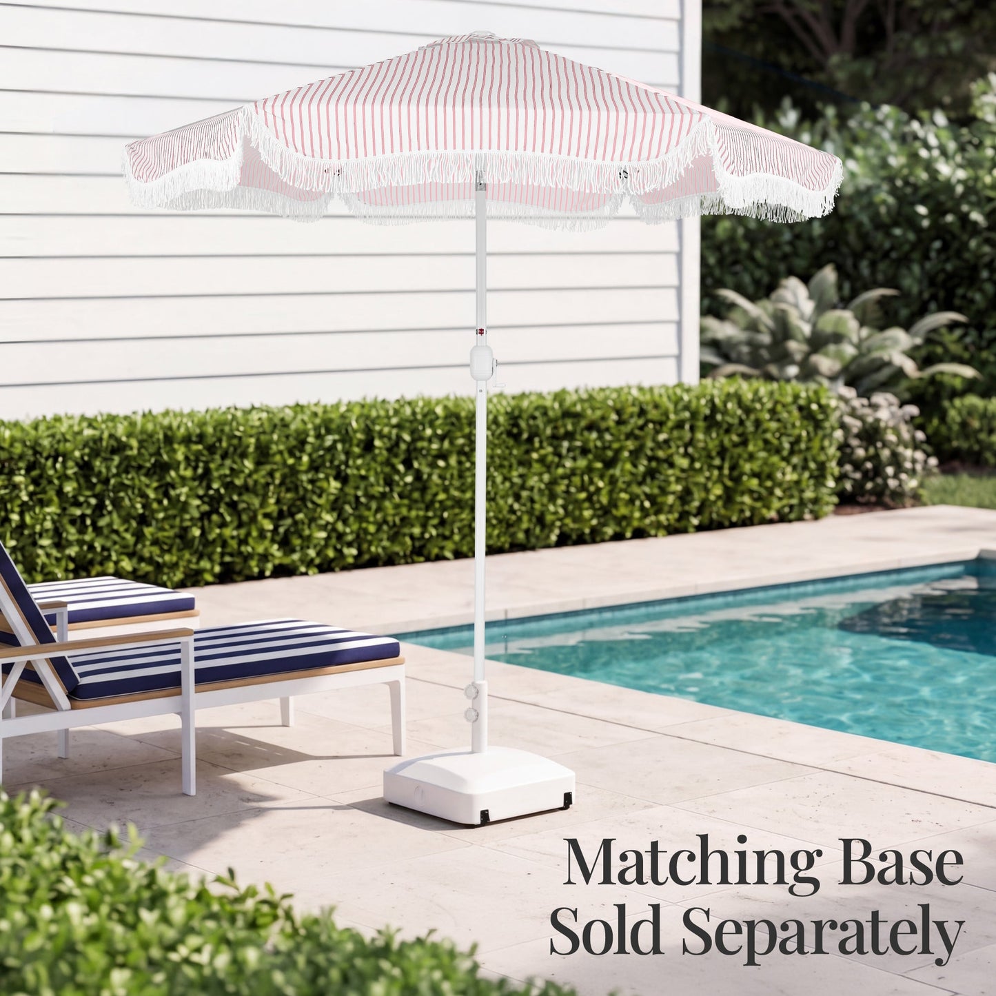 9ft Boho Fringe Umbrella  Tilt, UPF50+, Steel Pole