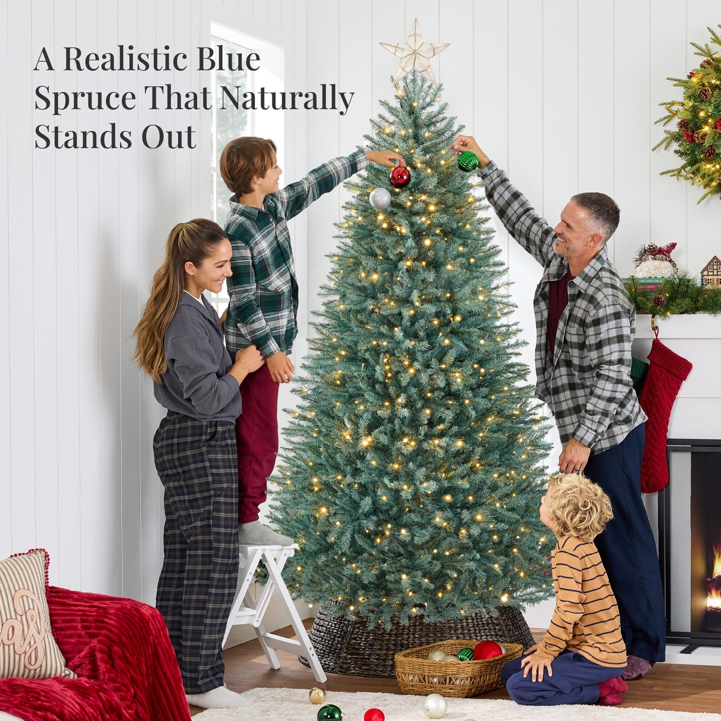 Pre-Lit Premium Artificial Nordic Fir Christmas Tree w/ 2-in-1 Twinkle LEDs